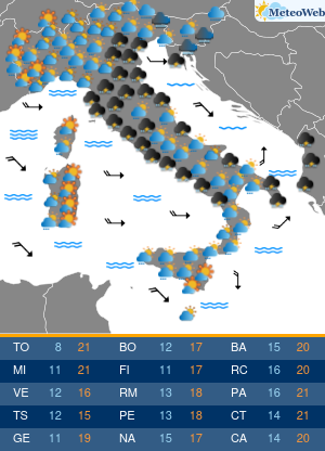 Previsioni  Meteo Sabato 16 Maggio