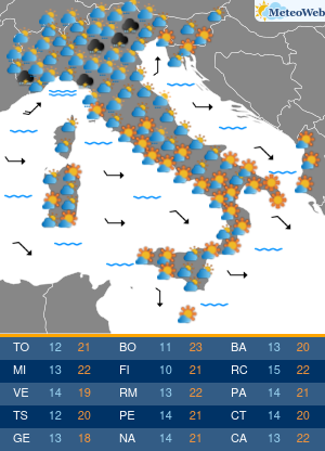 Previsioni Meteo Lunedi 18 Maggio