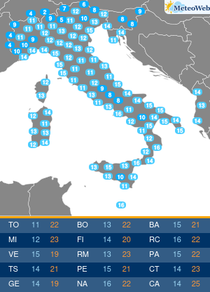 Temperature Minime Martedi 19 Maggio