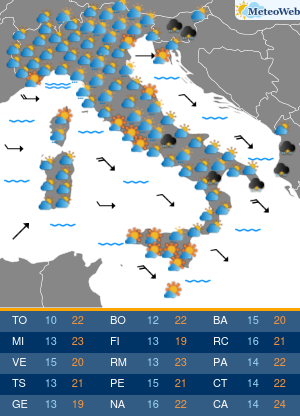 Previsioni  Meteo Martedi 19 Maggio