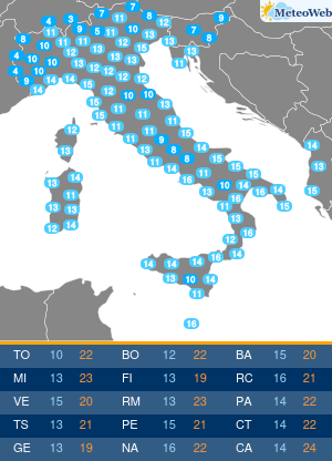 Temperature Minime Martedi 19 Maggio