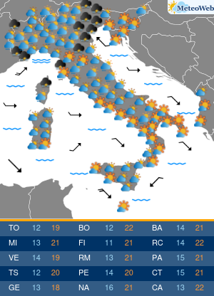 Previsioni Meteo Lunedi 18 Maggio