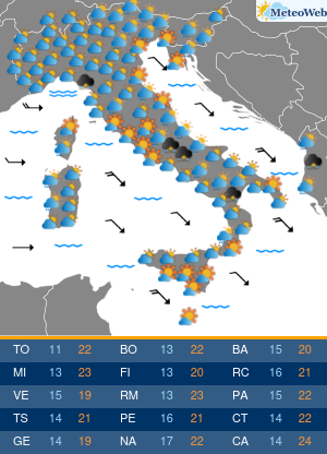 Previsioni  Meteo Martedi 19 Maggio