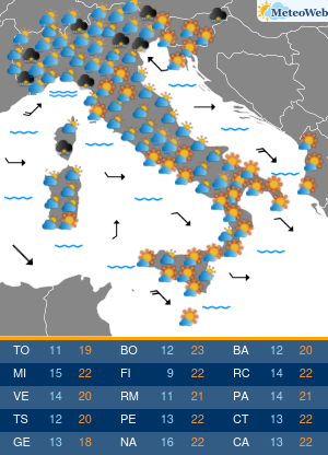 Previsioni Meteo Lunedi 18 Maggio