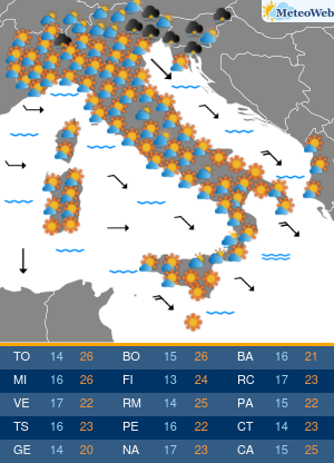Previsioni  Meteo Mercoledi 20 Maggio
