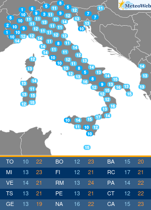 Temperature Minime Martedi 19 Maggio