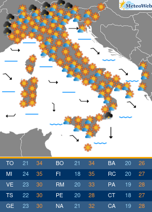 Previsioni Meteo Martedi 26 Maggio