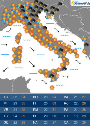 Previsioni  Meteo Mercoledi 27 Maggio