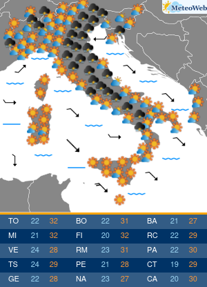 Previsioni  Meteo Giovedi 28 Maggio