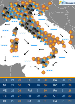 Previsioni  Meteo Venerdi 29 Maggio