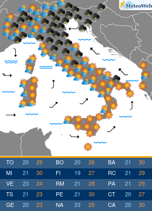 Previsioni  Meteo Lunedi 1 Giugno