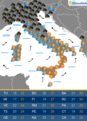 Previsioni  Meteo Martedi 2 Giugno