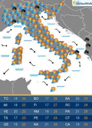 Previsioni  Meteo Giovedi 4 Giugno