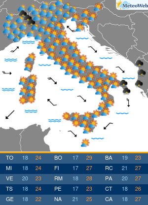 Previsioni  Meteo Giovedi 4 Giugno