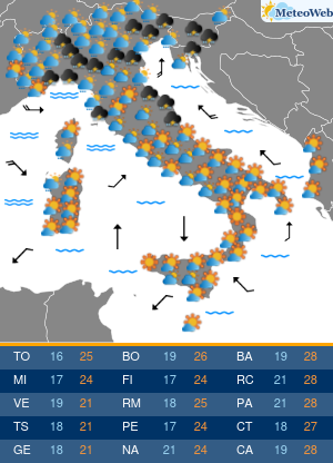 Previsioni  Meteo Venerdi 5 Giugno