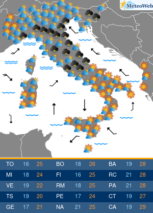 Previsioni  Meteo Venerdi 5 Giugno