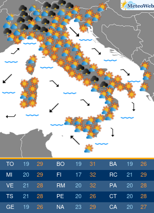Previsioni Meteo Lunedi 8 Giugno