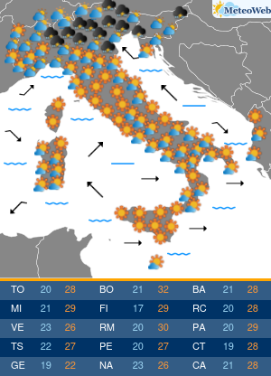 Previsioni  Meteo Martedi 9 Giugno
