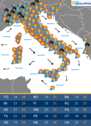 Previsioni Meteo Lunedi 8 Giugno