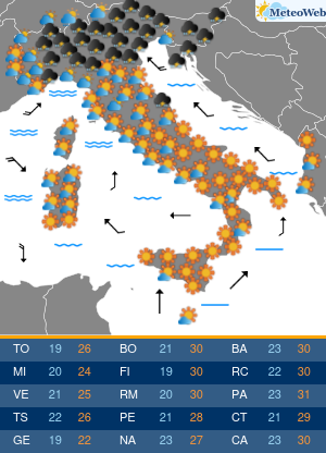 Previsioni  Meteo Mercoledi 10 Giugno