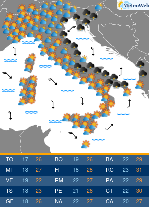 Previsioni  Meteo Giovedi 11 Giugno