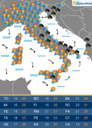 Previsioni  Meteo Giovedi 11 Giugno