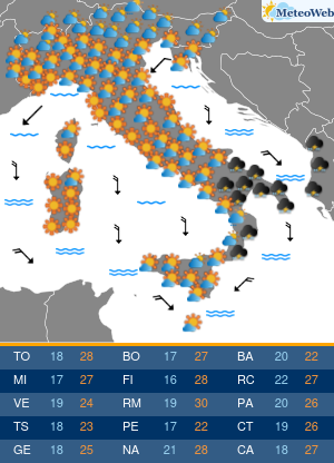 Previsioni  Meteo Venerdi 12 Giugno