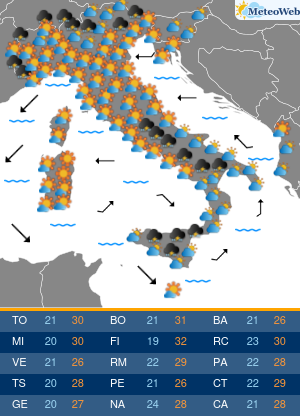 Previsioni  Meteo Martedi 16 Giugno
