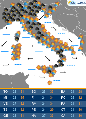 Previsioni  Meteo Mercoledi 24 Giugno