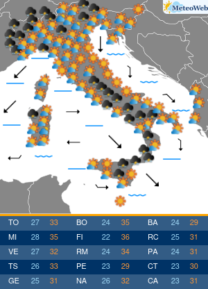 Previsioni Meteo Giovedi 25 Giugno