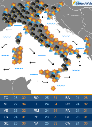Previsioni Meteo Mercoledi 24 Giugno