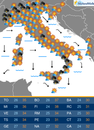 Previsioni  Meteo Venerdi 26 Giugno