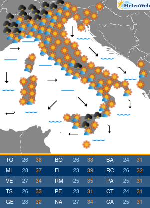 Previsioni  Meteo Sabato 27 Giugno