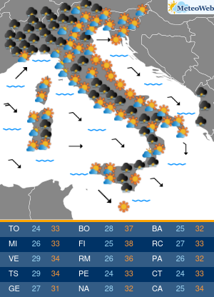 Previsioni  Meteo Martedi 30 Giugno