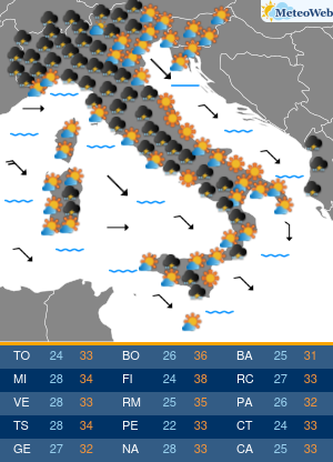 Previsioni  Meteo Martedi 30 Giugno