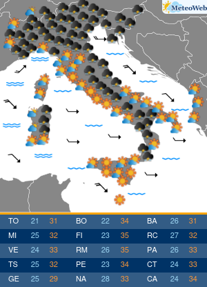 Previsioni  Meteo Mercoledi 1 Luglio