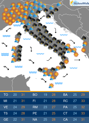 Previsioni  Meteo Giovedi 2 Luglio