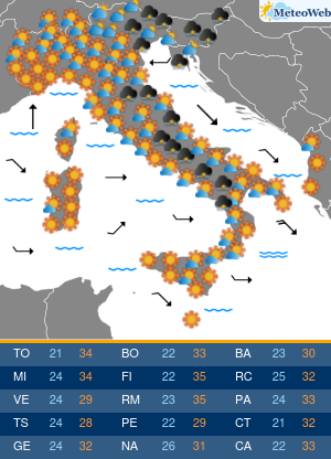 Previsioni  Meteo Lunedi 6 Luglio