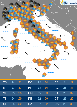 Previsioni  Meteo Venerdi 10 Luglio
