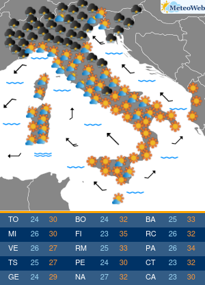 Previsioni  Meteo Sabato 11 Luglio
