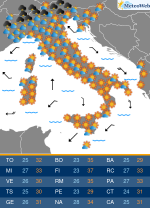 Previsioni  Meteo Lunedi 13 Luglio