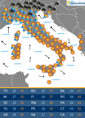 Previsioni Meteo Martedi 14 Luglio