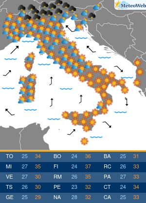 Previsioni  Meteo Martedi 14 Luglio
