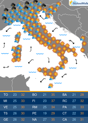 Previsioni Meteo Lunedi 13 Luglio