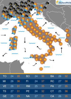 Previsioni  Meteo Mercoledi 15 Luglio