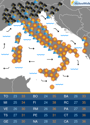 Previsioni Meteo Giovedi 16 Luglio
