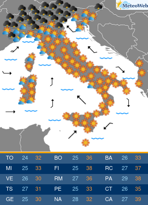 Previsioni  Meteo Venerdi 17 Luglio