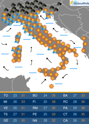 Previsioni  Meteo Venerdi 17 Luglio