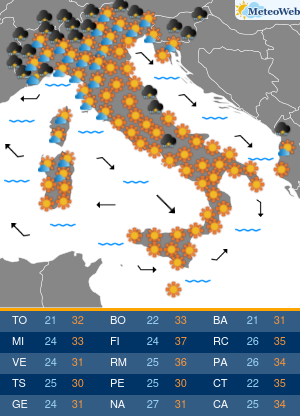 Previsioni Meteo Giovedi 16 Luglio