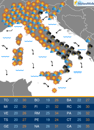 Previsioni  Meteo Venerdi 24 Luglio
